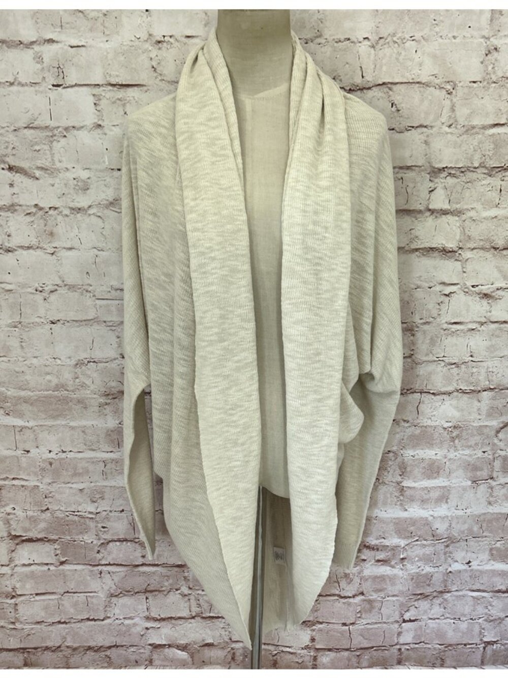 Line Knitwear Womens Open Front Shawl Collar Cocoon Cardigan Oatmeal Size M NEW